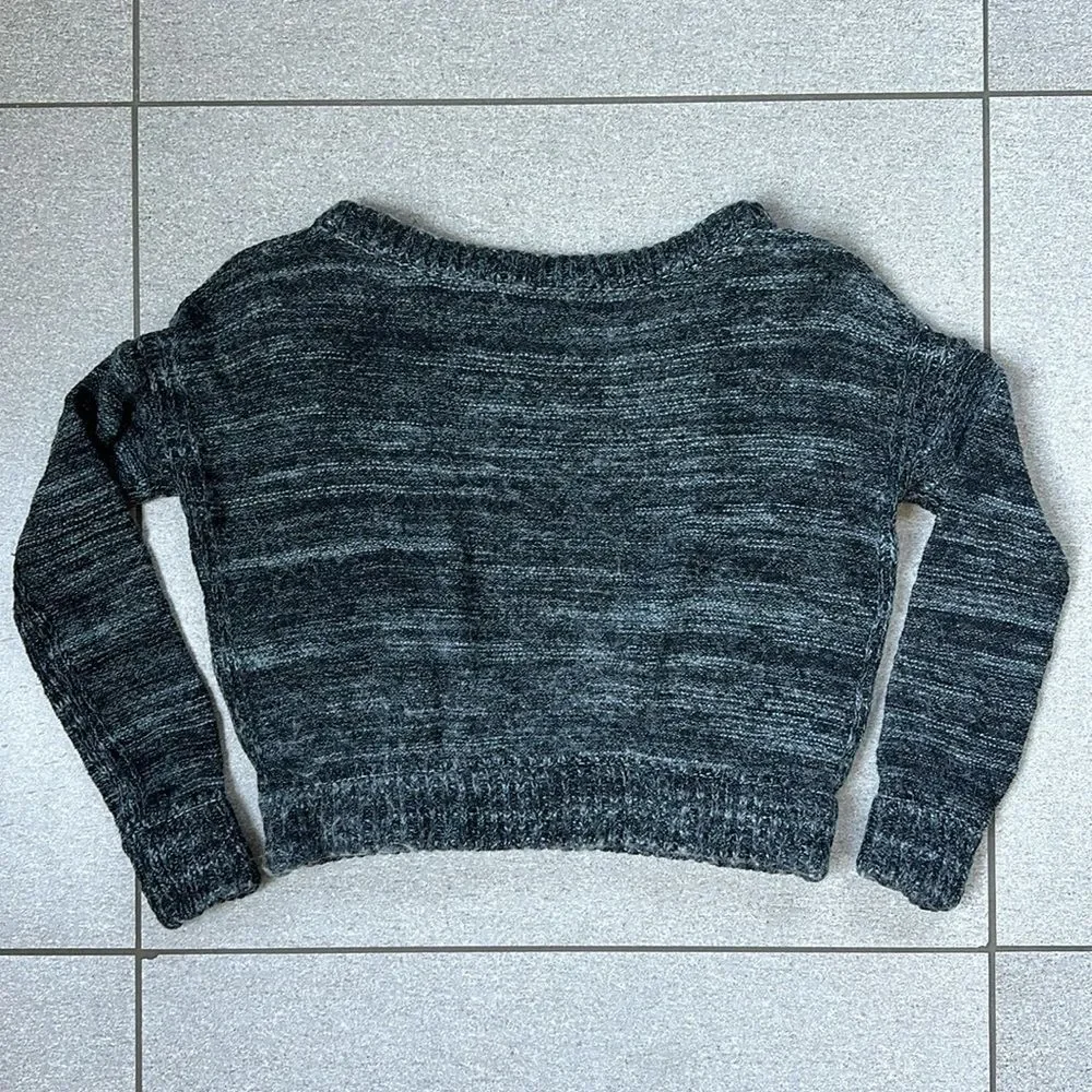 Free People In My Pocket Cropped Boxy Sweater w/ Pockets in Charcoal Grey XS - Picture 9 of 15